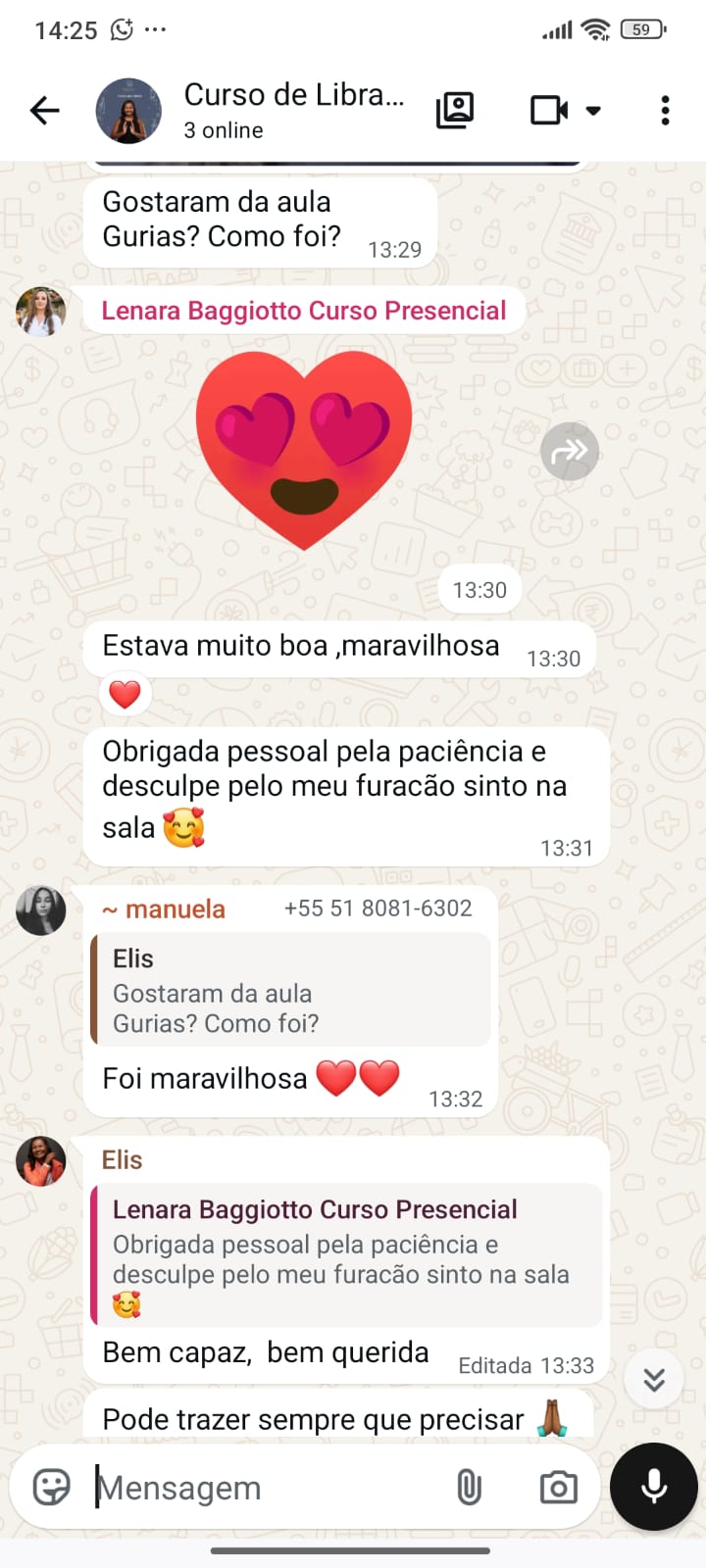 Depoimento aluna - Foi maravilhosa